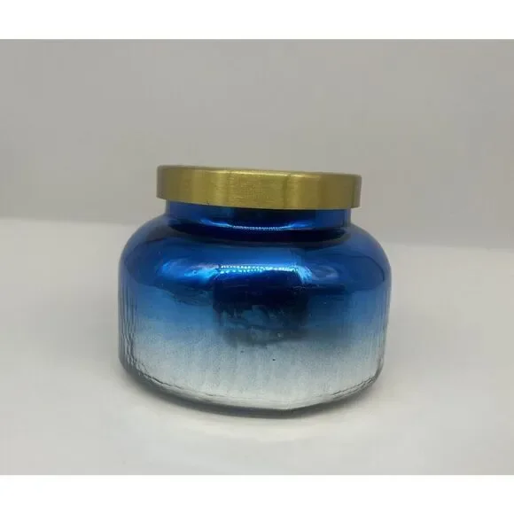 Anthropologie Capri Blue Ombre Faceted Glass Jar Candle Medium 19 0z - Picture 2 of 6